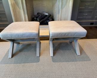 Pr. Lee Industries leather x-form ottomans 18"h x 21" square