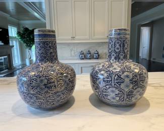 Pr. Williams-Sonoma Chinese-style vases 17.5"h x 14" diameter