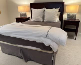 Queen bed and bedding