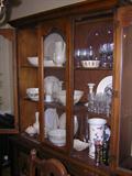 DINNING ROOM TABLE, CHAIRS, CHINA CABINET, SIDE BOARD, LOTS OF LENOX, JOHNSON BROS. CHINA, OTHER CHINA, SILVER AND PLATE