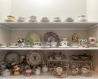 COLLECTOR’S BICENTENNIAL PLATE & PATRIOTIC STEIN BY VILETTA, ANSLEY CHINA CUP/SAUCER , GERMANY SUGAR & CREAMER, HANDPAINTED JAPANESE SUGAR & CREAMER, SUTHERLAND H&M CUP/SAUCER, OCCUPIED JAPAN TOBY MUGS, CUPS/SAUCERS BY ROYAL ALBERT, ADAMS, WEDGWOOD, LENOX , & MORE-BEAUTIFUL COLLECTION!