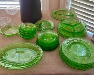 VINTAGE GREEN DEPRESSION GLASS