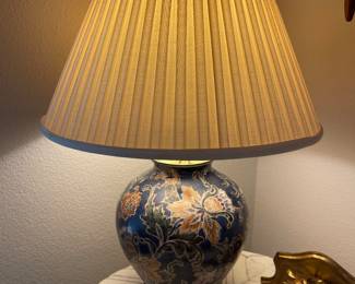 VINTAGE CHINOISERIE ENAMEL INLAY LAMP. (HAVE PAIR)