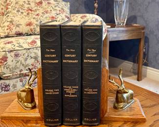 COLLIER CENTURY DICTIONARY, BRASS DEER BOOKENDS