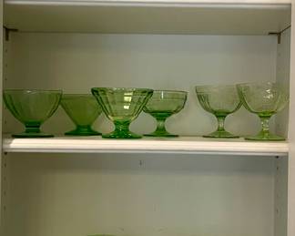 GREEN DEPRESSION VASELINE GLASS 