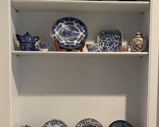 BLUE WILLOW PLATES, GRINDLEY ENGLAND PLATTER, IMARI WARE JAR, ARDEN, SPODE BLUE ROOM COLLECTION, LIBERTY BLUE, ROYAL TUDOR WARE, J G MEAKIN, & DELFT