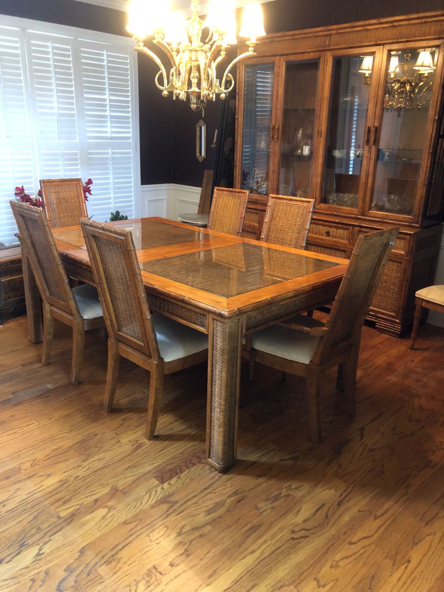 American of Martinsville Faux Bamboo Dining Room