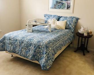 Full Bedroom - Antique Side Table, Vintage wicker