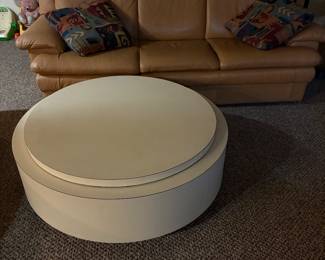 Cocktail table has lazy Susan top