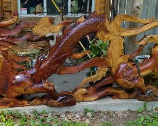 carved wood dragon