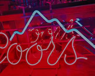Coors beer neon sign mountain