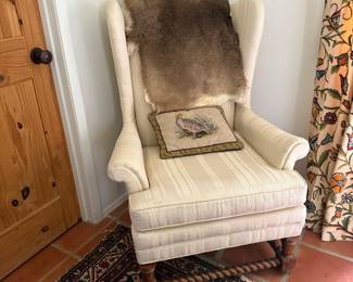 English Wingback Barley Twist Chair (with ottoman not pictured) $200