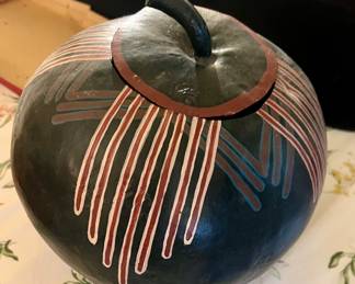 Peruvian Carved Gourd, Signed Mona