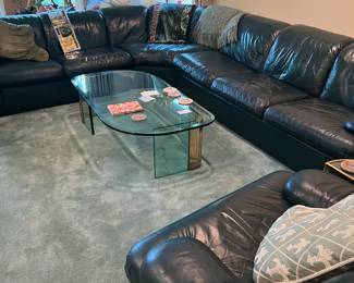 Very large leather sectional in black