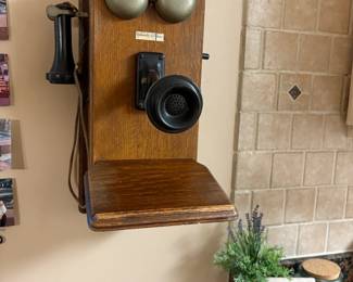 . . . antique oak wall phone
