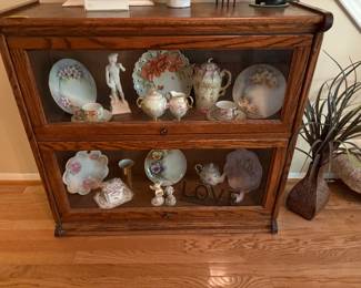 . . . antique barrister bookcase with David statue and more treasures