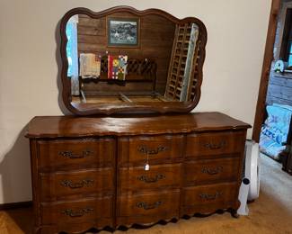 Bassett French Provincial dresser and mirror 