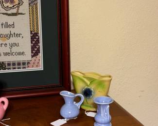 Vintage planter and vases 
