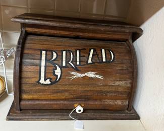 Vintage wooden bread box 