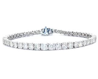 Designer 10.00 Carat Natural Diamond Tennis Bracelet in 18K White Gold by Oscar Friedman