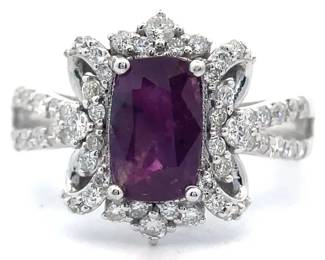 NEW! 2.42 Carat Oscar Friedman Carat Kashmir Sapphire & Pavé Natural Diamond Ring in Platinum