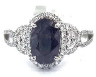 NEW! 2.74 Carat Oscar Friedman RARE UNHEATED KASHMIR SAPPHIRE & Natural Diamond Ring in Platinum