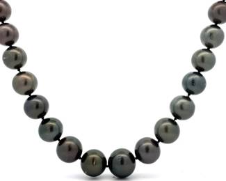 Graduated Size (11mm - 13.4mm) Tahitian Pearl Single Strand Necklace