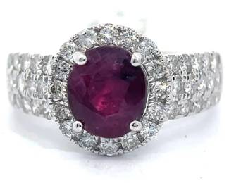NEW! Oscar Friedman 2.98 Carat Kashmir Sapphire & Natural Diamond Halo Ring in Platinum
