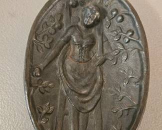 Art Nuevo Risky Figurine Dish Bronze 