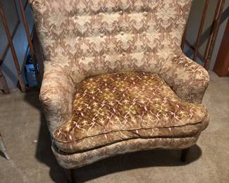 Velour overstuffed chair 