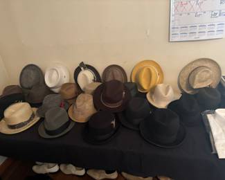 Large stylish hat collection, boxes with forms underneath, several NWT