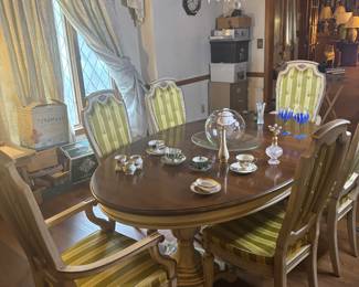 Chartreuse striped dining set, cute fancy teacup collection
