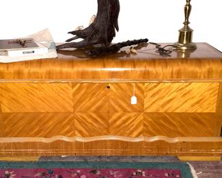 Vintage American Moderne Deco Waterfall Cedar Chest