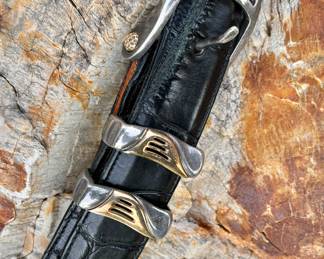James Reid Silversmith Santa Fe Alligator belt with Sterling Silver and 14k Yellow Gold Ranger Belt set ( heavy!)