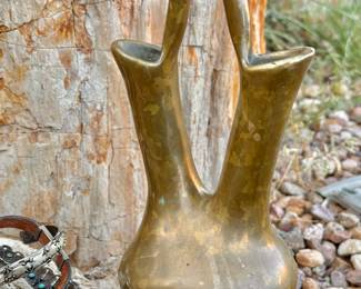 Larger Bronze ORTIZ WEDDING VASE not often seen and atrributed to be made by Nambe Mills