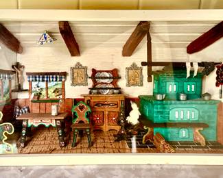 Very cool 60s hand carved and Painted Diorama complete with Vigas