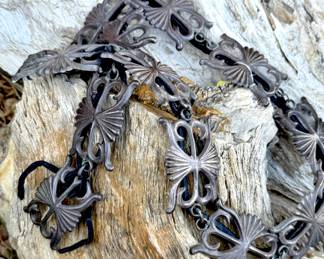 Overview of sand cast vintage Navajo Belt 