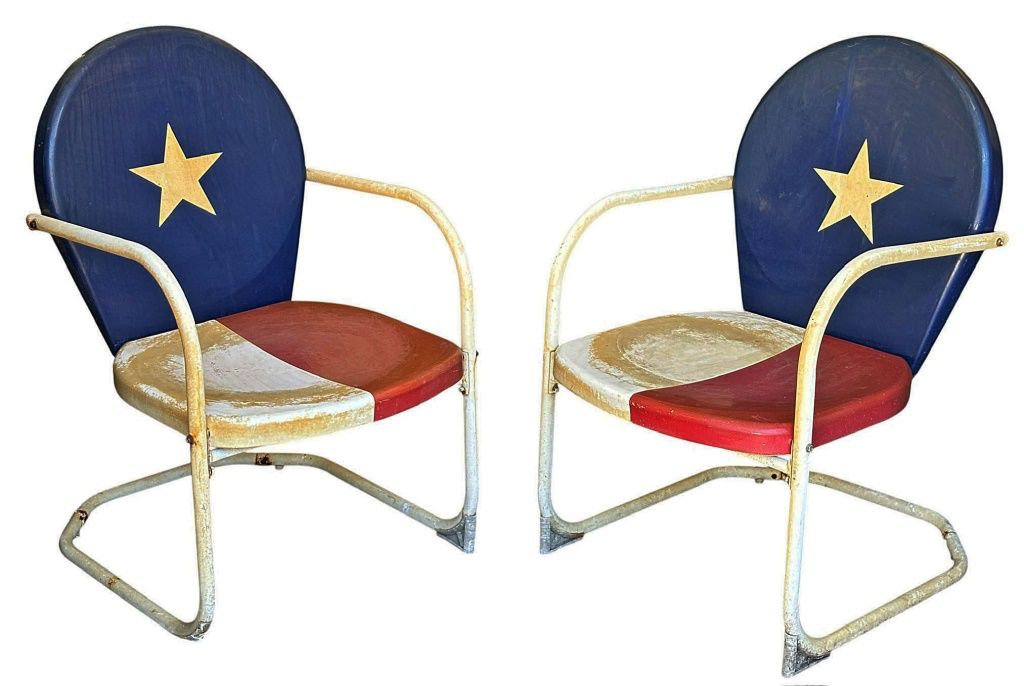 Texas Flag Outdoor Pair of Metal Chairs