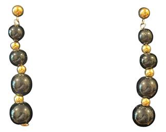 Black Gold Bead Dangle Earrings