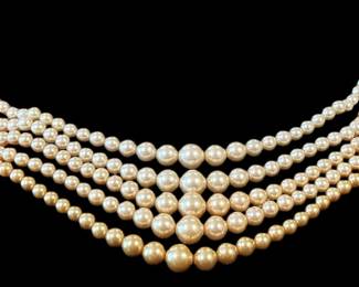 Japan 5 Cord Costume Pearl Necklace