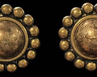 Brass Tone Clip Back Earrings