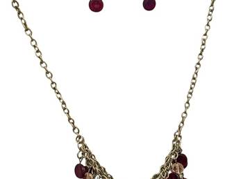 Red Disc Silver Tone Costume Jewelry Set