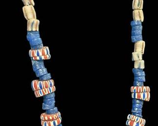 Red White Blue Tribal Bead Necklace