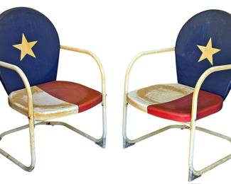 Texas Flag Outdoor Pair of Metal Chairs