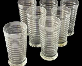 7 Libby Sirrus Ribbed Clear Glass Tumblers