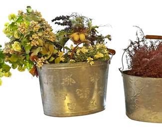 Metal Decor Buckets with Artificial Plants