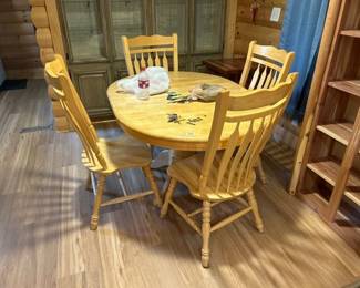 WOODEN TABLE AND 4 CHAIRS