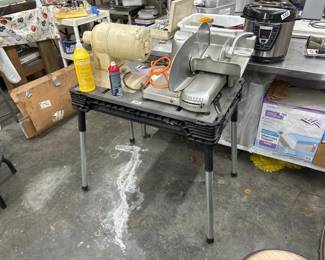WORK TABLE, MEAT SLICER, MEAT GRINDER