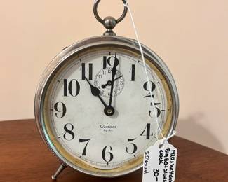 B3 - $30. 1920's Westclox Big Ben alarm Clock. Measures 5.5" round. Not currently working.