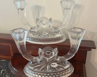 D25 - $20 each. 2 Vintage Buder Bleikristall Candle Holders. Measures 6" wide x 3.5" deep x 5" tall
